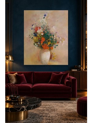 Fida Odilon Redon Beyaz Vazoda Kır Çiçekleri Canvas Tablo