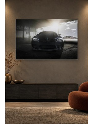 Fida Hangar Işığında Siyah Bmw M6 Canvas Tablo
