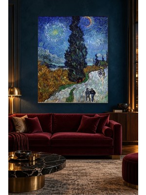 Fida Van Gogh Selvili Yıldızlı Gece Yolu Canvas Tablo
