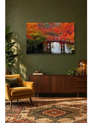 Fida Kızıl Akçaağaçlar Altında Japon Köprüsü Canvas Tablo