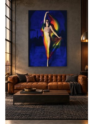 Fida Gökkuşağı Tüllü Oryantal Dansçı Canvas Tablo