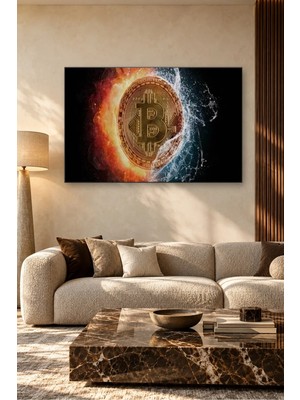 Fida Ateş ve Su Arasında Bitcoin Canvas Tablo