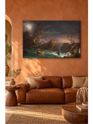 Fida Thomas Cole Yaşam Yolculuğu Fırtınalı Nehirde Kayık Canvas Tablo