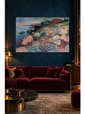 Fida Edvard Munch Kırmızı Evli Kayalık Sahil Canvas Tablo