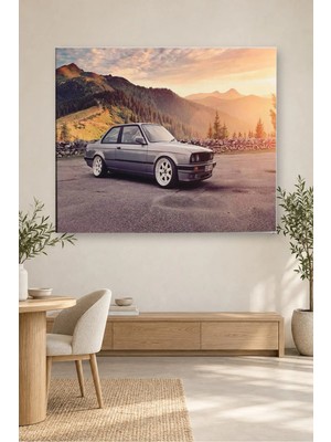 Fida Dağlarda Gün Batımında Gümüş Bmw E30 Canvas Tablo