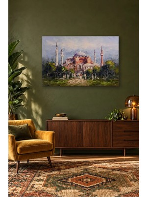 Fida Yağlı Boya Ayasofya ve Bahçesinde Yürüyenler Canvas Tablo