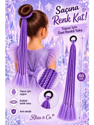 Rhea & Co. Afro Örgü Saç Tokası – 60 cm Lila Ombreli Renkli Saç Aksesuarı