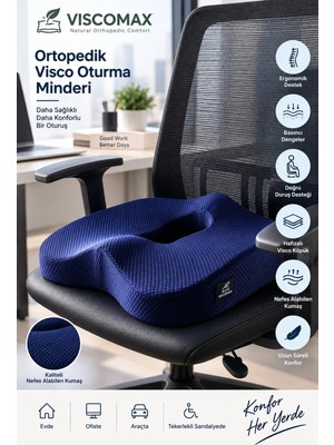 Viscomax Ortopedik Oturma Minderi – Siyatik Bölge ve Kuyruk Sokumu Destekli Visco Minder