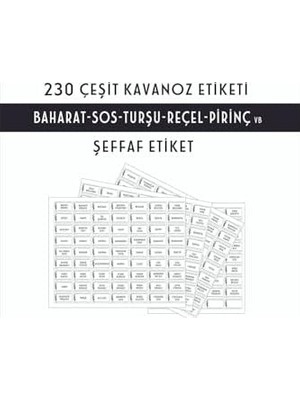 Çelik Ticaret Parti Tasarla 230 Çeşit Şeffaf Kavanoz ve Baharatlık Etiketi - Dayanıklı ve Su Geçirmez