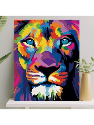 Çelik Ticaret Hobi Sanat Sayılarla Boyama Tuval Seti Fırça Boya Dahil (Çıtalı) 40X50 cm - Aslan