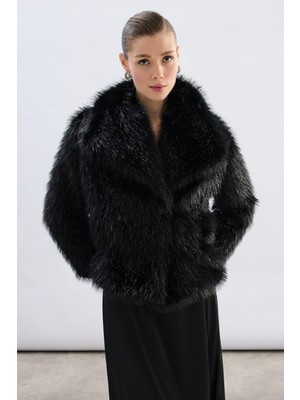 Sateen Kadın Yakalı Kürk Mont 109-6071