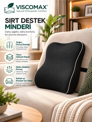 Viscomax Ortopedik Visco Sırt Bel Destek Minderi – Ev Koltuğu ve Kanepe Için Ergonomik Minder