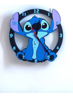 Neo Gift Stitch Tasarımlı Duvar Saati – Dekoratif, Sessiz Mekanizma | Kız Çocuk Odası Hediyesi