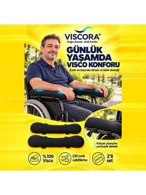 Viscora Visco Tekerlekli Sandalye Kolçak Destek Pedi 2’li – Cırtlı Dirsek ve Bilek Destek Minderi