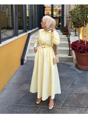 Nef Poplin Sarı Elbise