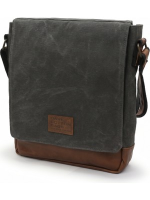 Dark Cotton 7112 Western Siyah Taba Suya Dayanıklı Mumlu Kanvas Postacı Omuz Laptop Okul Çantası