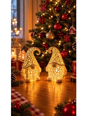 İlya Ada 2 Adet Noel Cücesi Çifti & Tealıght (13 Cm)