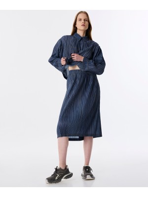 Twist Denim Görünümlü Dokulu Etek
