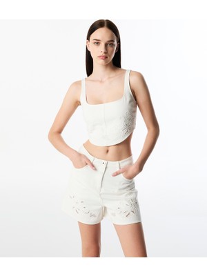 Twist Işlemeli Non Denim Büstiyer