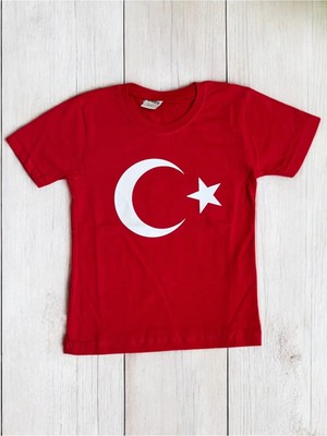 23 Nisan - 19 Mayıs - 29 Ekim Türk Bayraklı Kız Çocuk Çocuk T-Shirt