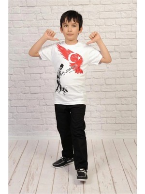 Alm Kız Çocuk Atatürk Kocatepe Ayyıldız Baskılı T-Shirt