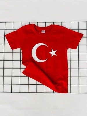 Miyakidsworld Türk Bayrağı Baskılı Atatürk Tişört Ayyıldızlı 23 Nisan Tören Tişört Kız Çocuk 1 Kalite