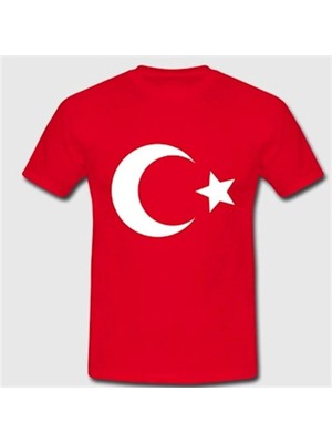 Kidsmadamiko Kız Çocuk Çocuk Kırmızı Ay Yıldız Baskılı Türk Bayraklı Tişört