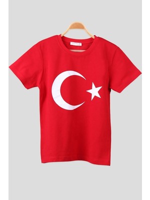 Breeze Kız Çocuk Çocuk Tişört Türk Bayraklı Kırmızı