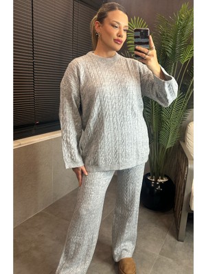 Mir Store Gri Örgü Triko Kazak Pantolon Takım