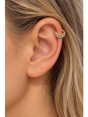 Kokoş Kıkırdak Küpe Ear Cuff Küpe Tekli Altın Renk