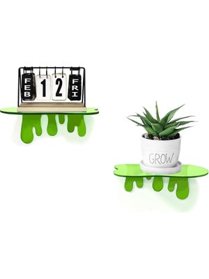 Splash Dekoratif Duvar Rafı 2'li Set (2 Adet Neon Yeşil)