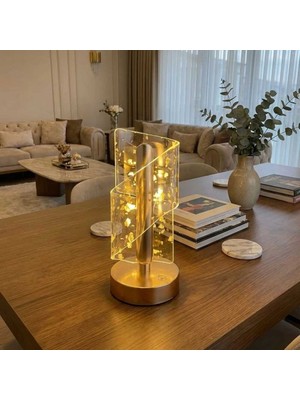 Birsence Ergonomik Dokunmatik Altın Toz Kristal LED Masa Lambası