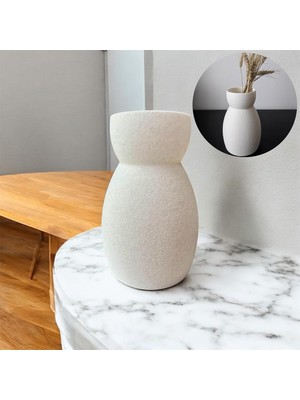 Bohem Tarzda Dokulu Seramik Görünümlü Vazo – Minimalist ve Doğal Dokulu(Biyoplastik)