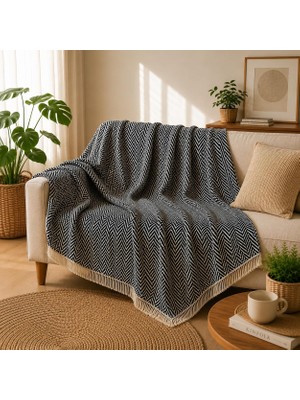 Premium Pamuklu Lilyana Koltuk Örtüsü 170X210 Cm, Çift Taraflı Dekoratif Şal, Tekli, Üçlü,