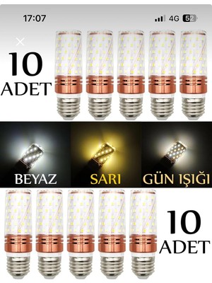 Winlight 10 Adet E14 Duylu Mısır LED Ampül 12W 3 Renkli