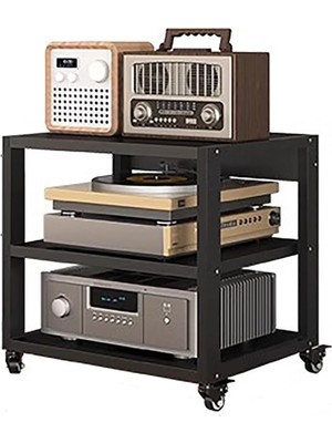 Tr Mobil Hifi Audio Raf, Ağır Hizmet Tekerli, 3 Av Rafı, Stereo ve Eğlence Parçaları Için, Y�