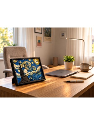 Adens Shop Van Gogh 'yıldızlı Gece' 3 Boyutlu Dokulu Mini Tablo - Masaüstü ve Raf Dekoru