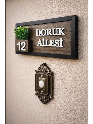 Tr Kişiye Özel Ahşap Kapı Isimliği Çiçekli – 10X20 cm Mdf Dekoratif Kapı Tabelası