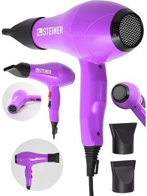Alman 3600 Watt Profesyonel Saç Kurutma Makinesi Fön Makinesi Ac Motor MS-9001 Pembe + 2 Adet Baş