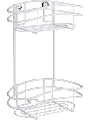 Wenko 2 Katmanlı Duvar Rafı Classic Plus - Banyo Rafı, Çelik, 24 x 32,5 x 15 Cm, Beyaz