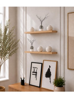 Tr Meşe Duvar Rafı 2 Li Set Gizli Raf
