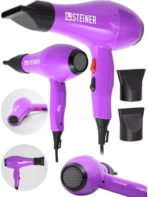 Alman 3800 Watt Profesyonel Saç Kurutma Makinesi Fön Makinesi Ac Motor MS-9001 Pembe + 2 Adet Baş