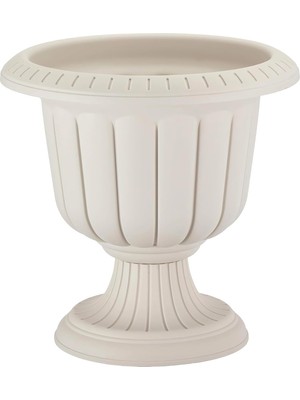 Ayaklı Deliksiz Plastik Nergis Saksı (2 Adet, 10 Litre, 35CM, Kirli Beyaz)