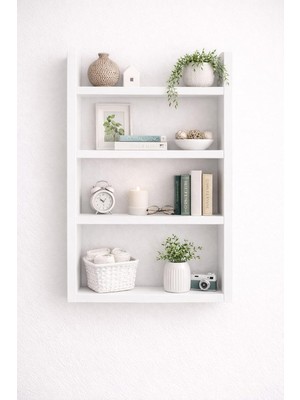 4'lü Duvar Rafı-Mutfak-Çok Amaçlı Raf-Beyaz 60X50X10