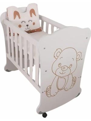 Sweetbear Tekerlekli Ahşap Anne Yanı Beşik 50X90 cm | 3 Kademeli Ayarlı Mini Beşik | Taşınabi