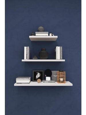Asra Trend Modern 3'lü Uçan Raf Çok Amaçlı Duvar Rafı ORGANIZER%100 Mdf Kitaplık Mutfak Banyo