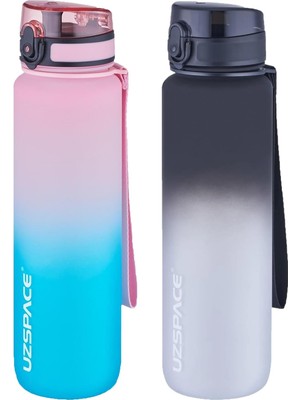 2'li Tritan Matara Seti 1000ML Büyük Boy Çift Renk Softtouch Ff Collection Tritan Su Matarası Pe