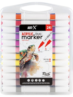 Art-X Akrilik Marker Çift Taraflı Profesyonel Kalem Seti 24 Lü