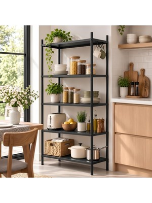 Tr 5 Raflı Çok Amaçlı Tekerlekli Metal Depolama Organizer Rafı