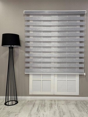 Tr Bambu Zebra Stor Güneşlik Perde, Açık Gri, 190 x 200